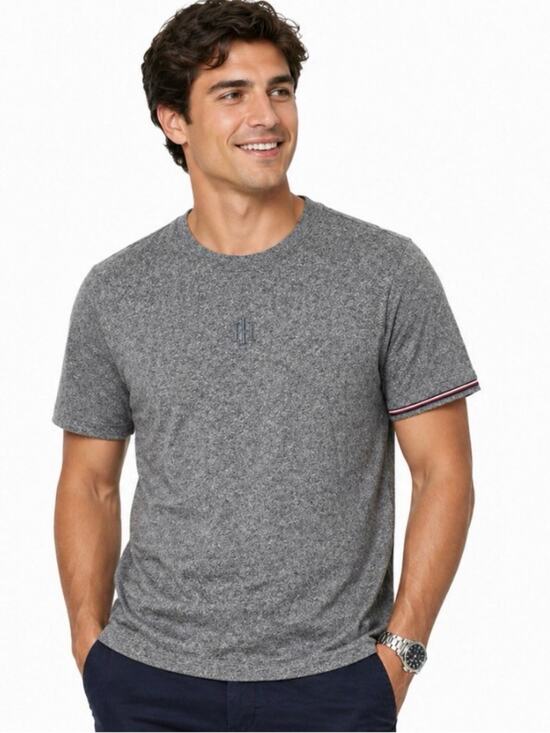 Tommy Hilfiger Other - Tommy Hilfiger Men’s Gray Textured Tee Shirt XL Short Sleeve Logo Cotton
